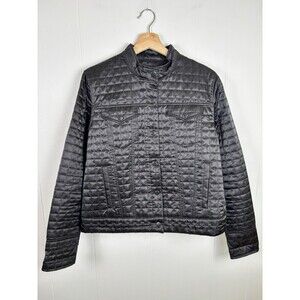 VTG Gap Women’s Large Black Quilted‎ Snap Front Jacket Pockets